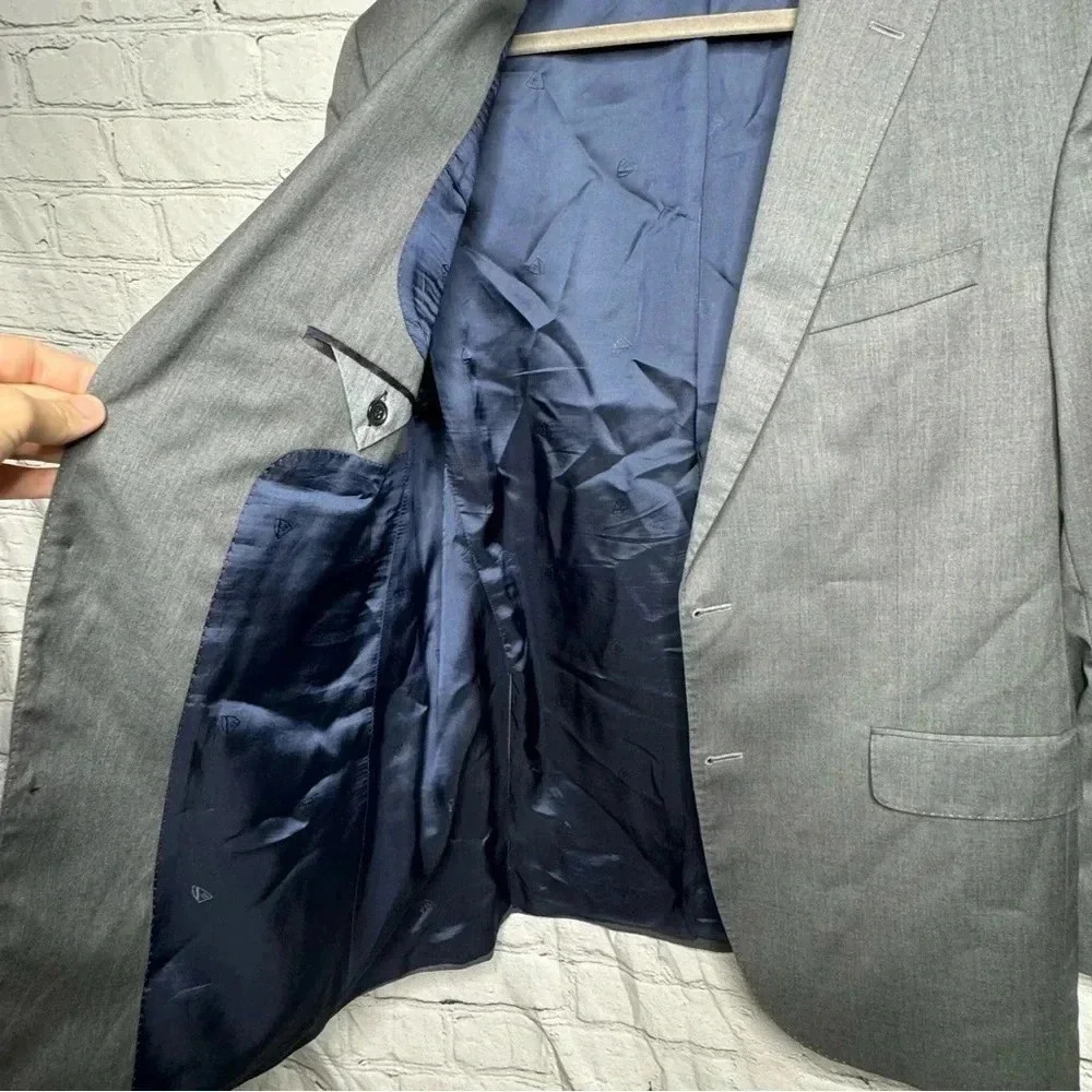 Cremiux Collection Loro Piana Wool Gray Herringbone Blazer Sports Coat size 44L - Picture 7 of 9